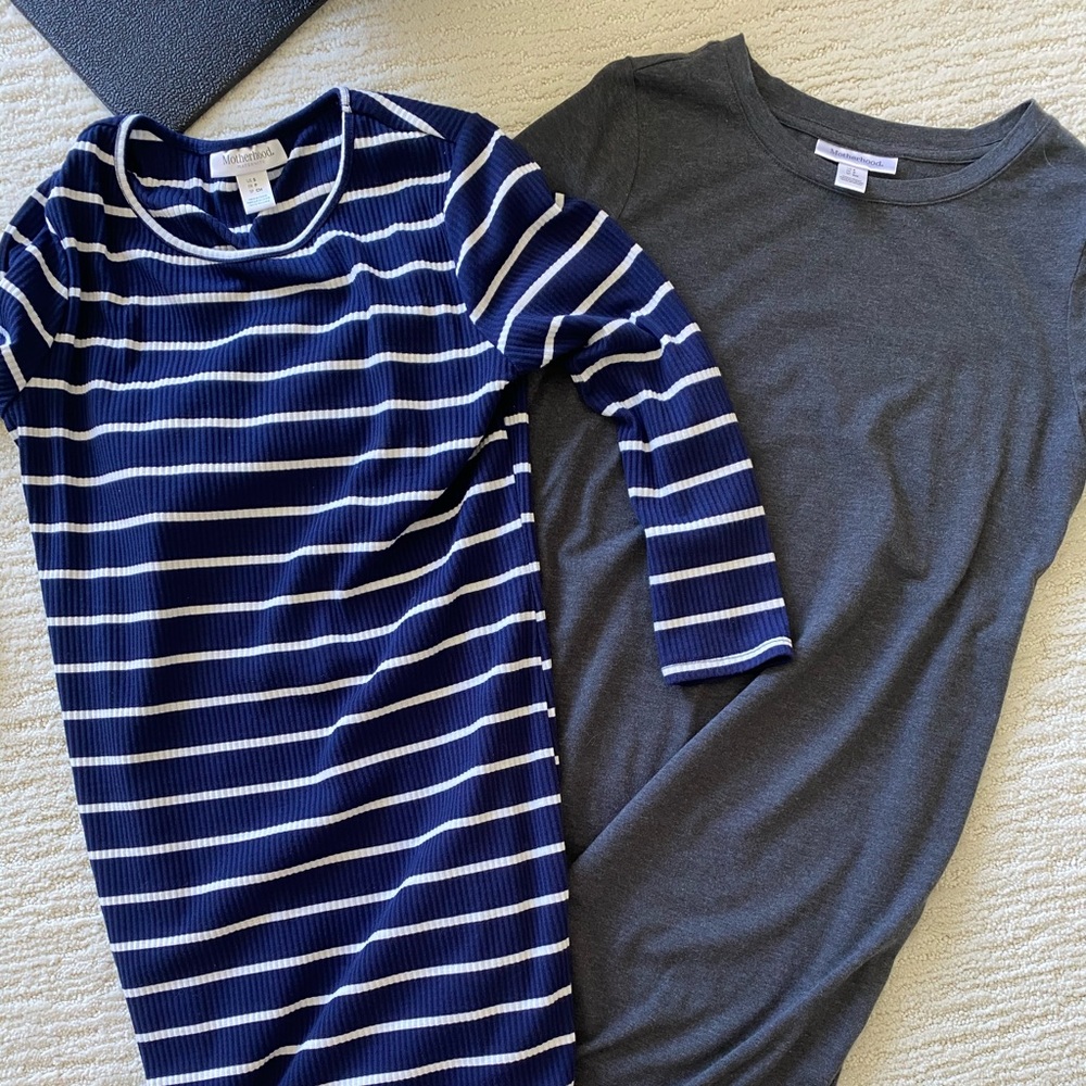 2 Cotton 1/4 Length Sleeve Maternity Dress Bundle